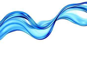 Abstract blue wave, flowing on white background,  white,  vibrant