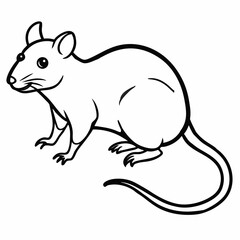 Obraz premium Simple black and white line drawing of a mouse isolated on white background