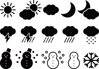 天気のシルエットアイコンセット