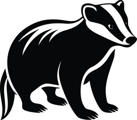 Stylized Black and White Badger Illustration on white background © CHANDRABATI