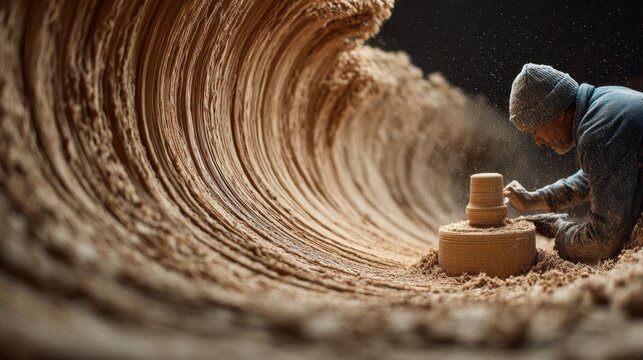 Woodturner Shaping Art from Dust