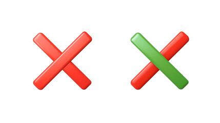 Obraz premium A Pair of Cross Marks in Red and Green Symbolizing Choices and Decisions with Clarity and Precision