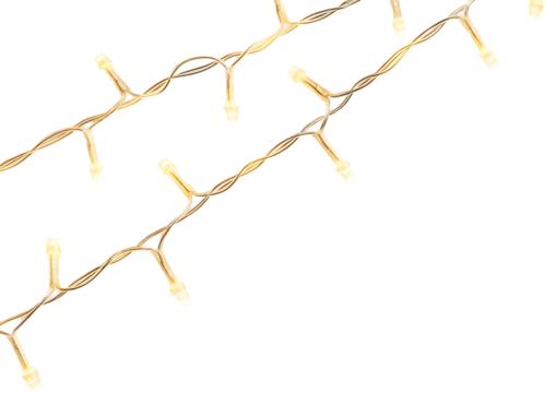 Charming luminous string lights isolated on transparant background, perfect for festive decorations and celebrations