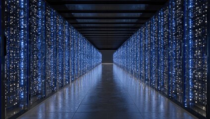 Server room, futuristic,  illuminated