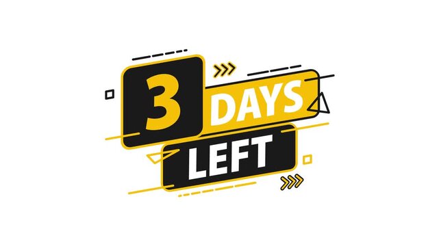 Animated 3 days left countdown timer with alpha channel