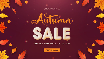 Autumn Sale Promotion with Falling Leaves and Special Discount Offers