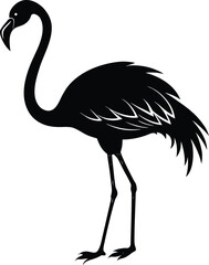 Obraz premium Elegant Black and White Flamingo Silhouette Illustration on white background