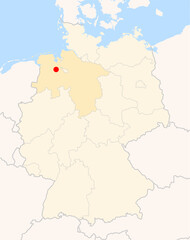 Obraz premium Locatormap of the city Oldenburg (Oldb) (Niedersachsen) in Germany.