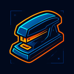 Dynamic Vector Illustration of a Sleek Office Stapler with Vibrant Neon Accents, Perfect for Modern Business Graphics and Digital Design Projects, Symbolizing Efficiency and Organization