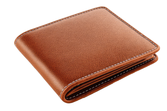 Closed tan leather wallet