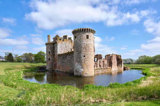 medieval Caerlaverock Castle in southern Scotland near Dumfries, UK