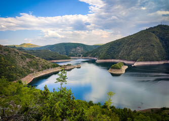Special nature reserve "Uvac Canyon", Serbia. The beautiful meanders of Lake Uvac and the special nature reserve under the protection of the State of Serbia and the habitat of the griffon