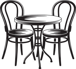Cafe Table and Chairs Vector Illustration for Bistro and Restaurant Themes