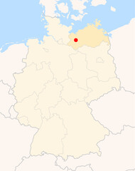 Obraz premium Locatormap of the city Schwerin (Mecklenburg-Vorpommern) in Germany.