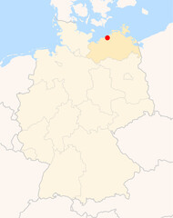 Obraz premium Locatormap of the city Rostock (Mecklenburg-Vorpommern) in Germany.