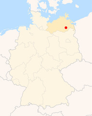 Obraz premium Locatormap of the city Neubrandenburg (Mecklenburg-Vorpommern) in Germany.