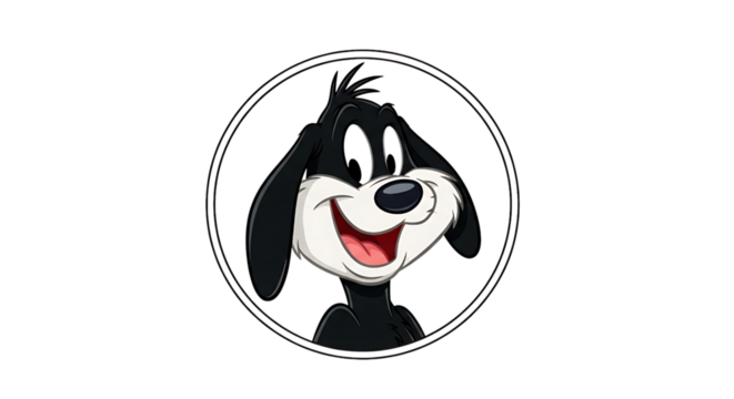 Happy cartoon dog character smiling isolated on transparent background