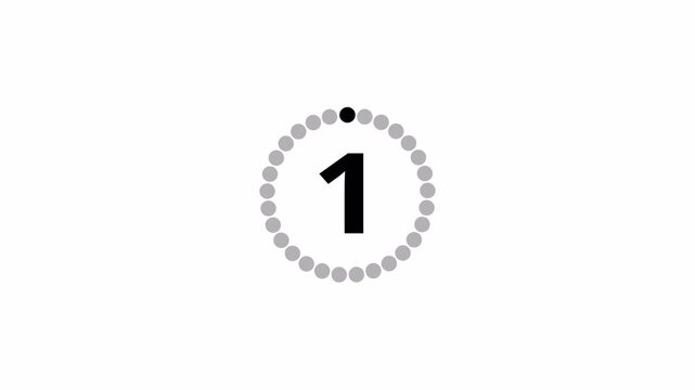 Five second countdown timer animation from 5 seconds to 1 seconds with alpha channel , 5 second countdown timer on a transparent background in 4k.