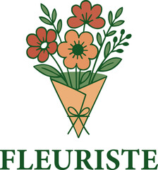 Bouquet of flowers in a cone, logo, icon, tattoo, illustration