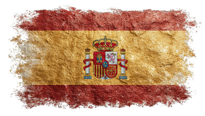Aged Spanish flag on textured stone