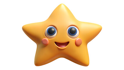 A smiling yellow star with rosy cheeks on black