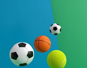 Obraz premium Sport balls in mid-air, vibrant colors