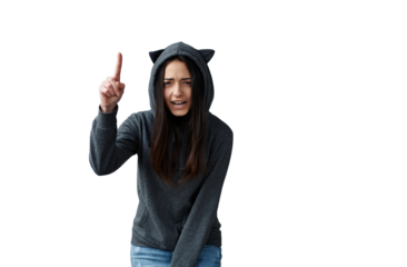 Woman in Hoodie Expressing Displeasure