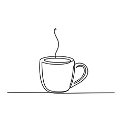 Coffee Cup One Line Drawing Vector Illustration