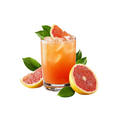 Refreshing Grapefruit Juice with Ice and Garnish in Glass