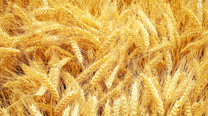 Fototapeta premium A close-up of a golden wheat field with a blurred background.