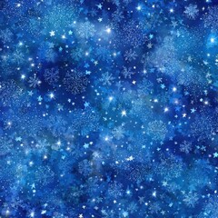 Naklejka premium Eye-catching photo of abstract blue background with a seamless pattern of sparkling star snowflakes, ideal for winter holiday celebrations.