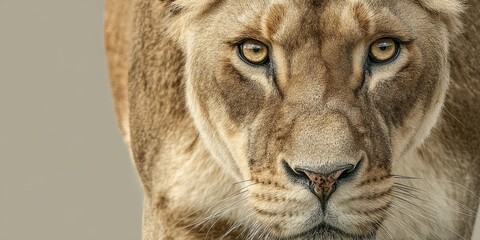 Close-Up Portrait of a Majestic Lioness Capturing the Intensity of Wildlife in Natural Habitat with Striking Eyes and Powerful Presence