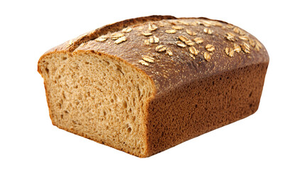 Delicious and Nutritious Whole Wheat Bread Loaf with Rolled Oats Topping Isolated on Transparent Background