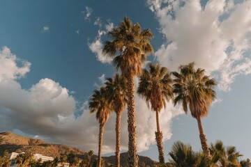 Obraz premium Palm trees against a partly cloudy sky