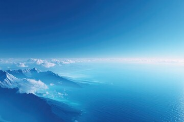 Fototapeta premium Vast blue ocean meets sky, creating serene horizon with soft clo