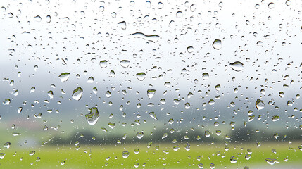 A close-up view of raindrops on a window, showcasing nature's beauty and the calming atmosphere of a rainy day.