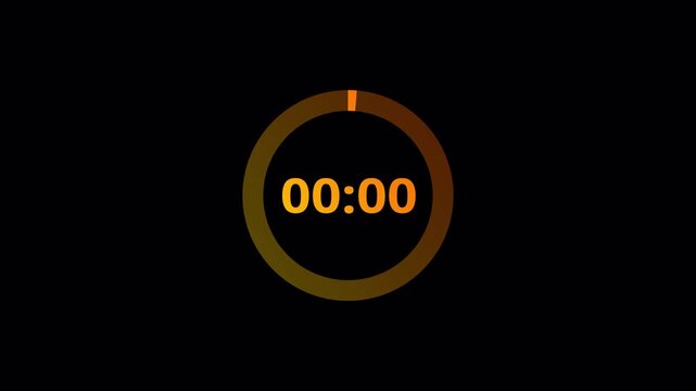Five second countdown timer animation from 5 seconds to 1 seconds with alpha channel , 5 second countdown timer on a transparent background in 4k.