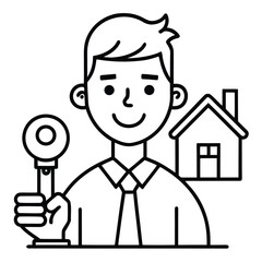 Real Estate Agent Offering a Home A Professional Illustration of Home Ownership and Property Sales with a Modern Black and White Aesthetic