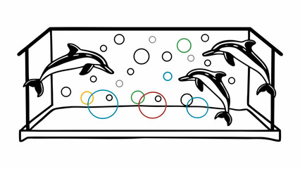 Obraz premium dolphins jumping though circles