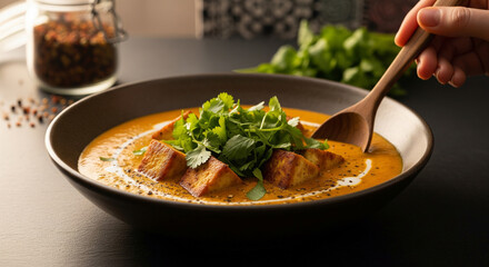 Indian Curry Tofu with Latin American Herbs