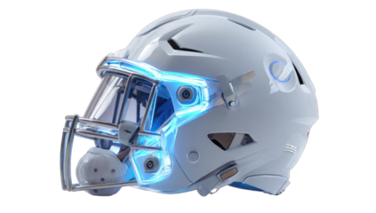 Modern football helmet, light blue accents