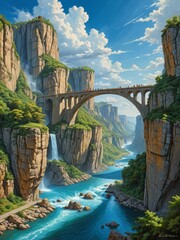 puente de fantasia, fantasy bridge, paisaje