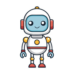 Friendly Cartoon Robot Character Illustration with a Teal Body, Orange Accents, and a Simple Smiling Expression on a White Background
