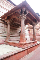 ancient Indian temple arches fragment,The sacred building carved from stone, Ancient rock curved temples of Hindu Gods at vrindavan