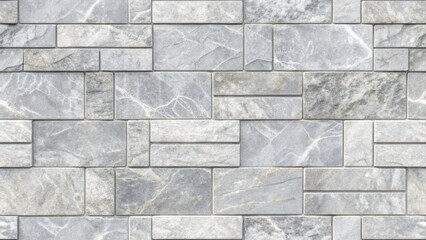 Obraz premium Gray stone brick wall with rectangular masonry pattern and textured surface, ideal as a seamless architectural background.