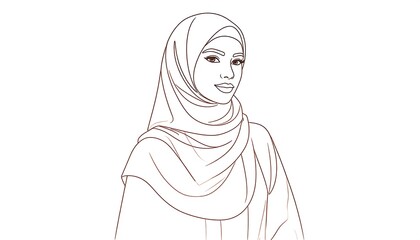 Woman in hijab, line art (1)