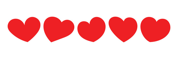 Flat heart shapes vector collection. Doodle hearts sketch set. Red heart love vector icons. Vector illustration 