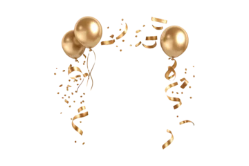 Gordijnen Ballon golden party balloons  © PNGs World 