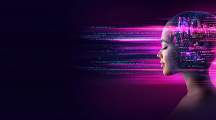 Futuristic image of a person with digital elements, representing the intersection of technology and human intelligence.