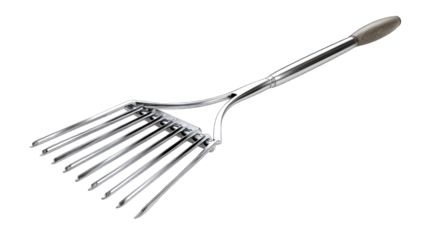 Metal garden tool with tines